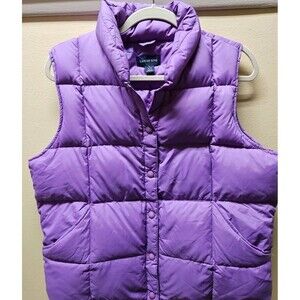 Lands End Purple Quilted Puffer Down Vest Size Large NWOT